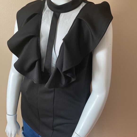 Fashion To Figure Black Ruffled Top - Size 1 - Plus Size - Picture 6 of 12